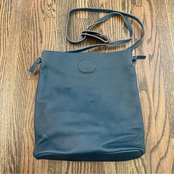 Vintage M.I.L.A Los Angeles Marine Blue Leather Crossbody Shoulder Bag - Picture 1 of 10